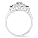 Round Natural Stone Three Stone Ring