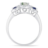 Round Natural Stone Three Stone Ring