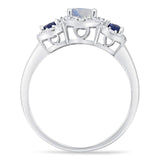 Round Natural Stone Three Stone Ring