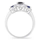 Round Natural Stone Three Stone Ring