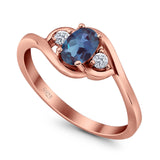 Art Deco Oval Natural Stone Three Stone Ring