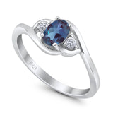 Art Deco Oval Natural Stone Three Stone Ring