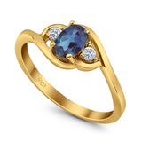 Art Deco Oval Natural Stone Three Stone Ring