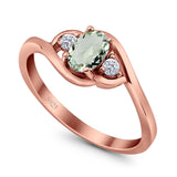 Art Deco Oval Natural Stone Three Stone Ring