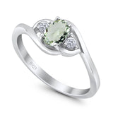 Art Deco Oval Natural Stone Three Stone Ring