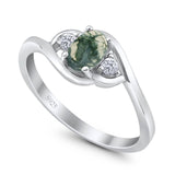 Art Deco Oval Natural Stone Three Stone Ring