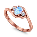 Art Deco Oval Natural Stone Three Stone Ring