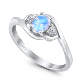 Art Deco Oval Natural Stone Three Stone Ring