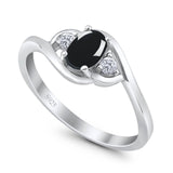 Art Deco Oval Natural Stone Three Stone Ring