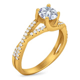 Art Deco Round Natural Stone Twisted Ring