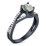 Art Deco Round Natural Stone Twisted Ring