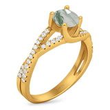 Art Deco Round Natural Stone Twisted Ring