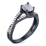 Art Deco Round Natural Stone Twisted Ring