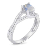 Art Deco Round Natural Stone Twisted Ring