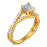 Art Deco Round Natural Stone Twisted Ring