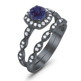 Two Piece Round Natural Stone Bridal Ring