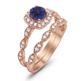 Two Piece Round Natural Stone Bridal Ring