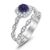 Two Piece Round Natural Stone Bridal Ring