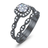 Two Piece Round Natural Stone Bridal Ring