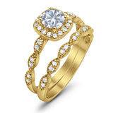 Two Piece Round Natural Stone Bridal Ring