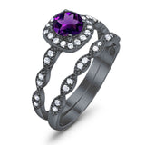 Two Piece Round Natural Stone Bridal Ring