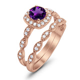Two Piece Round Natural Stone Bridal Ring