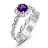 Two Piece Round Natural Stone Bridal Ring
