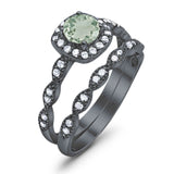 Two Piece Round Natural Stone Bridal Ring