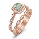 Two Piece Round Natural Stone Bridal Ring