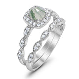 Two Piece Round Natural Stone Bridal Ring