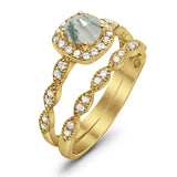 Two Piece Round Natural Stone Bridal Ring