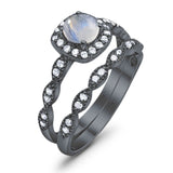Two Piece Round Natural Stone Bridal Ring