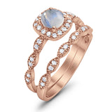 Two Piece Round Natural Stone Bridal Ring