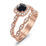 Two Piece Round Natural Stone Bridal Ring