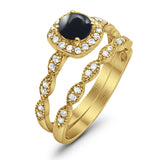 Two Piece Round Natural Stone Bridal Ring
