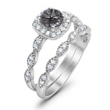 Two Piece Round Natural Stone Bridal Ring