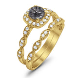 Two Piece Round Natural Stone Bridal Ring