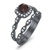 Two Piece Round Natural Stone Bridal Ring