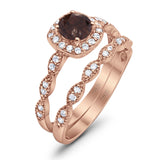 Two Piece Round Natural Stone Bridal Ring