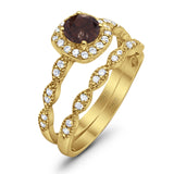 Two Piece Round Natural Stone Bridal Ring