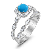 Two Piece Round Natural Stone Bridal Ring