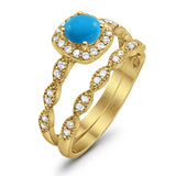 Two Piece Round Natural Stone Bridal Ring