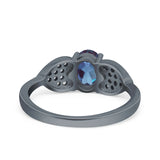 Art Deco Oval Natural Stone Promise Ring