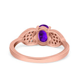 Art Deco Oval Natural Stone Promise Ring