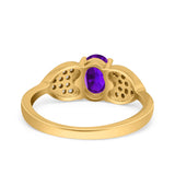Art Deco Oval Natural Stone Promise Ring