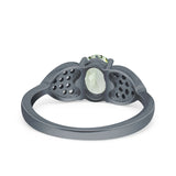 Art Deco Oval Natural Stone Promise Ring