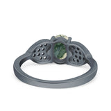 Art Deco Oval Natural Stone Promise Ring