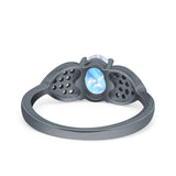 Art Deco Oval Natural Stone Promise Ring