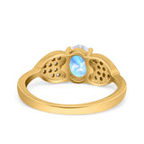 Art Deco Oval Natural Stone Promise Ring