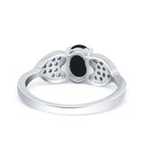 Art Deco Oval Natural Stone Promise Ring